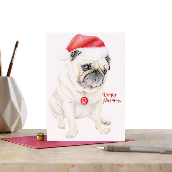 Deckled Edge Happy Pugmas Christmas Card