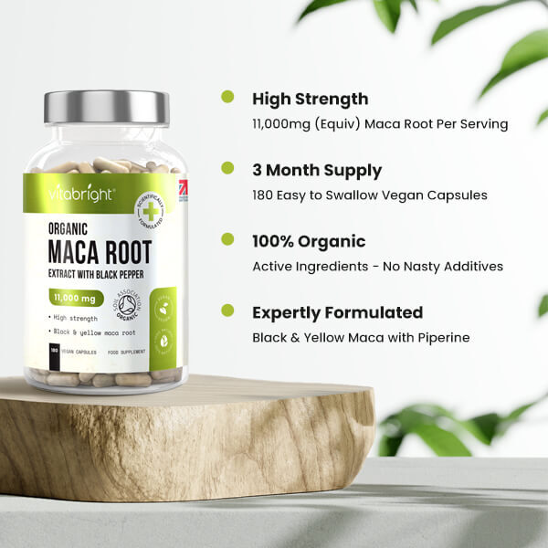 VitaBright 180 High Strength Organic Maca Root Capsules