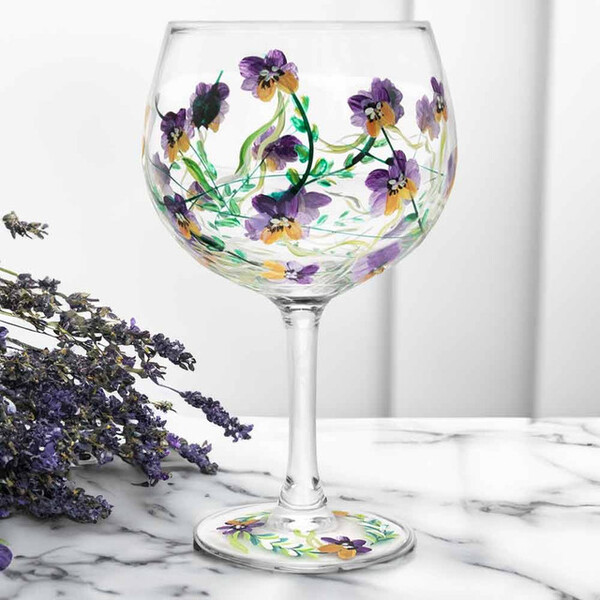 Prezzybox Pansies Gin Glass