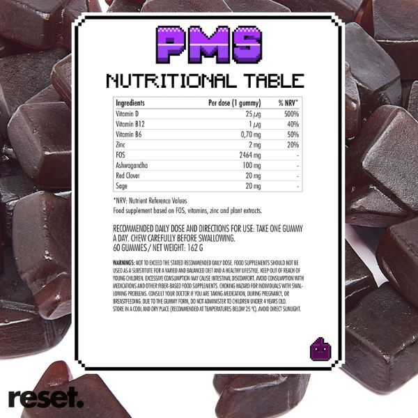 RESET PMS Vitamins Gummies Tutti-Frutti Flavour-60pcs