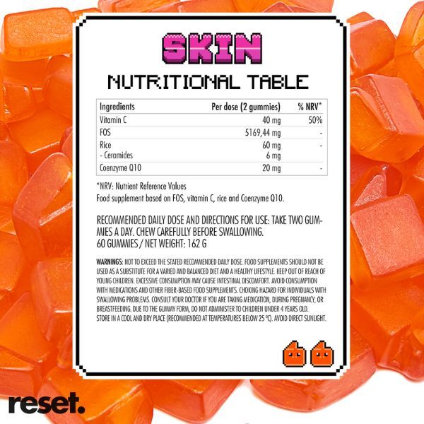 RESET Skin Vitamins Gummies Tangerine Flavour-60pcs