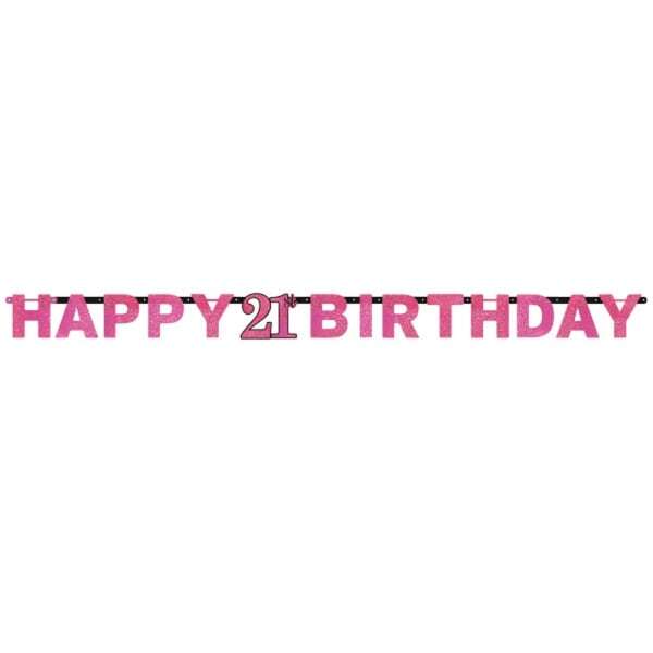 Amscan Prism Pink Happy Birthday Letter Banner (21st)