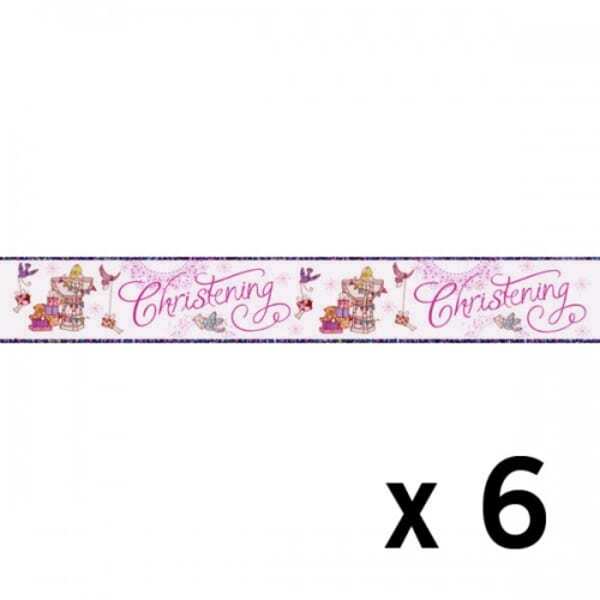 Simon Elvin Girls Christening Foil Banner (6 Pack) (2.5m)