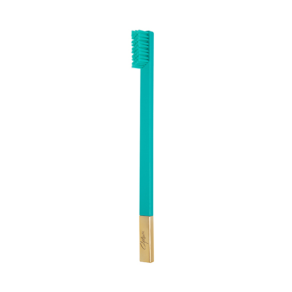 APRIORI Turquoise Blue Gold Medium Toothbrush