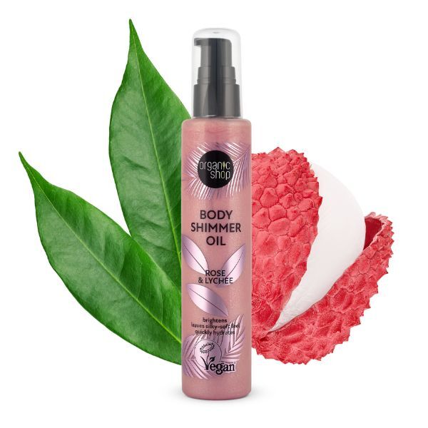 Organic Shop Body Shimmer Oil Rose & Lychee 100ml