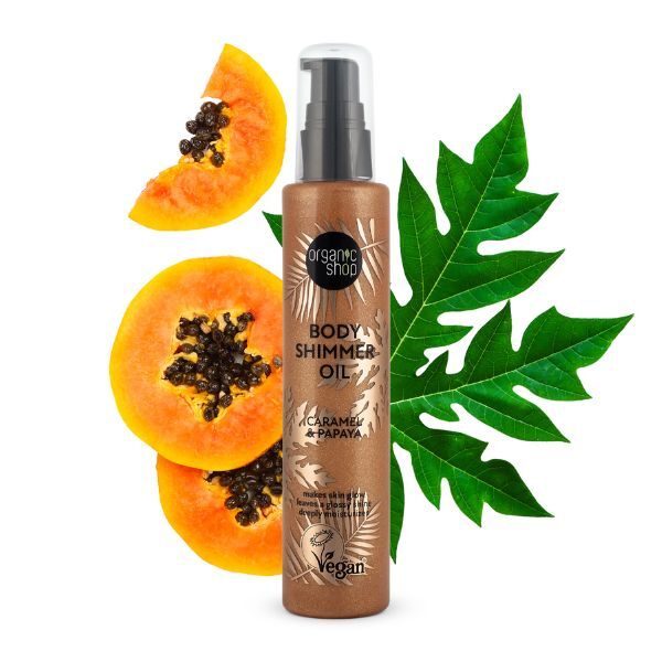 Organic Shop Body Shimmer Oil Caramel & Papaya 100ml