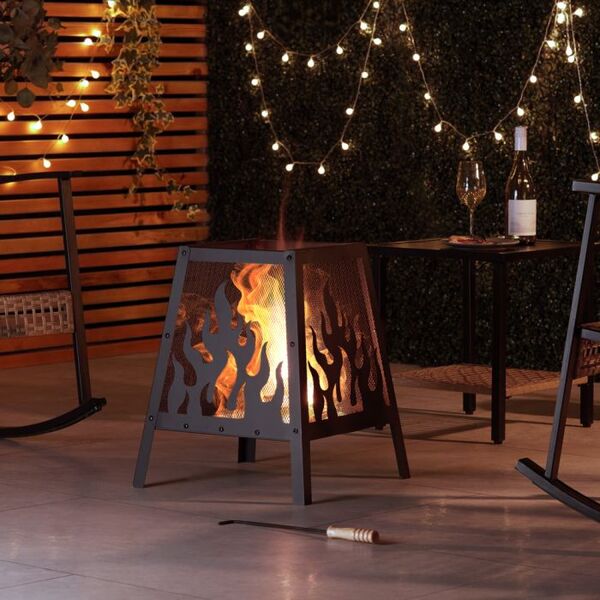 VonHaus Fire Pit Square Flame Pattern