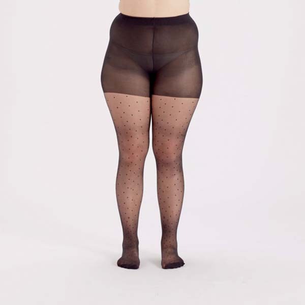 Pretty Polly Curves Pin Spot Tights Black - XXL