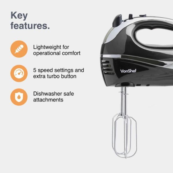 Vonhaus 300W Hand Mixer - Black