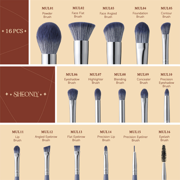 Livingandhome 16pcs Professional Makeup Brush Set-Gray