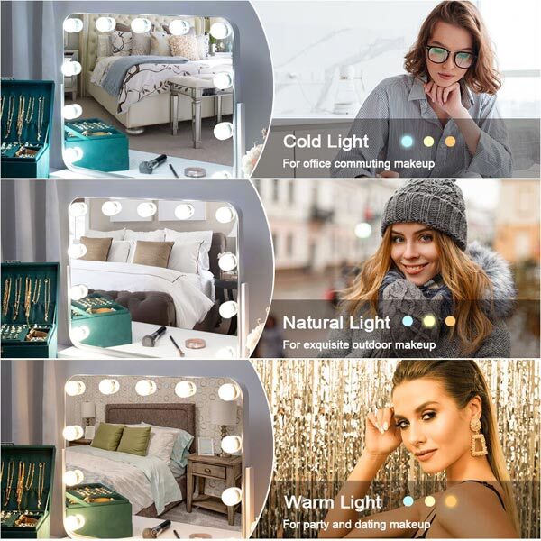 Livingandhome Hollywood Vanity Mirror with Dimmable Lights