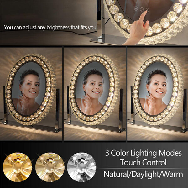 Livingandhome Crystal LED Hollywood Vanity Mirror