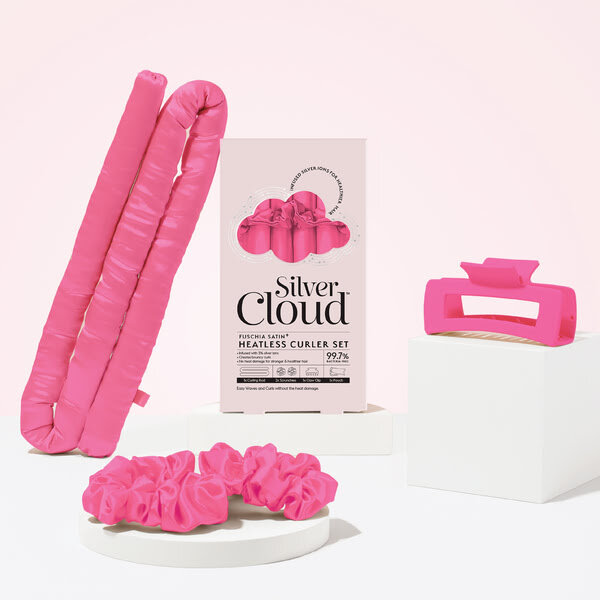 Silver Cloud Fuchsia Satin Heatless Curlers