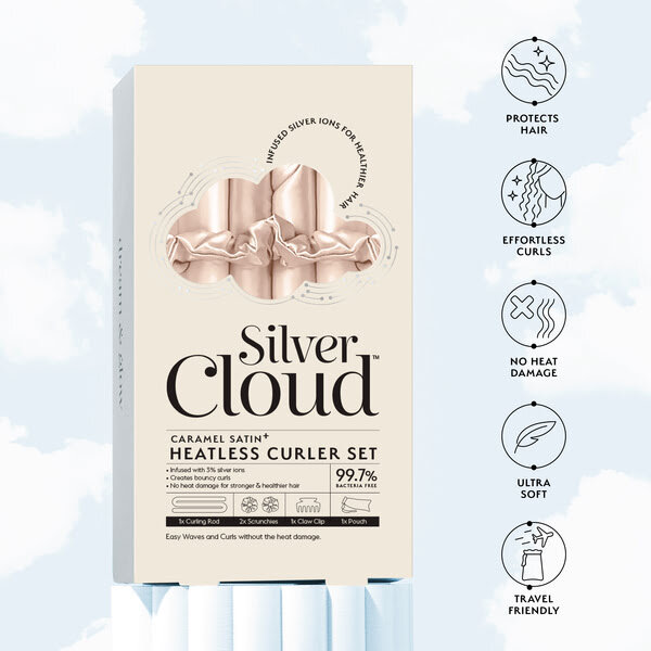 Silver Cloud Caramel Satin Heatless Curlers