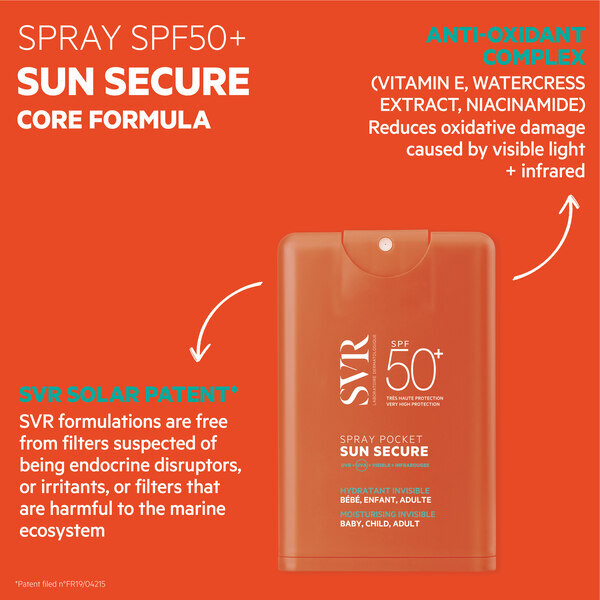 SVR SUN SECURE SPF50+ Pocket Spray Hydrating Sunscreen 20 ml