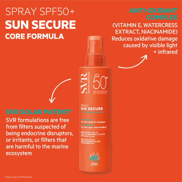 SVR SUN SECURE SPF 50+ Face and Body Sunscreen Spray 200ml