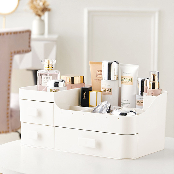 Livingandhome White Plastic Makeup Drawer Organizer