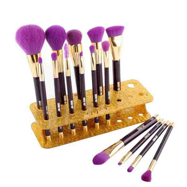 Envie Make-Up Brush Holder 15 Hole Cosmetic Organiser, Gold