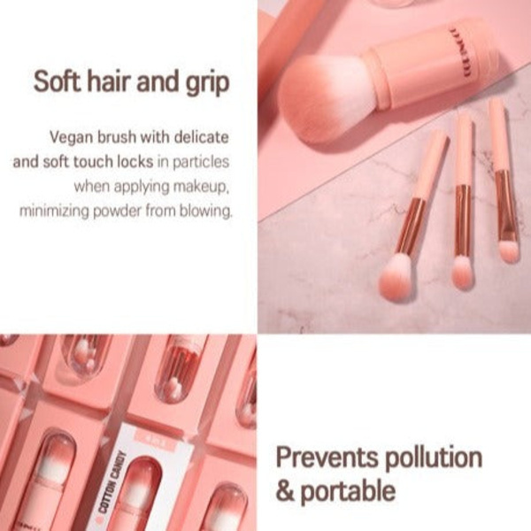 Coringco Cotton Candy 4 in 1 Vegan Makeup Brush Set