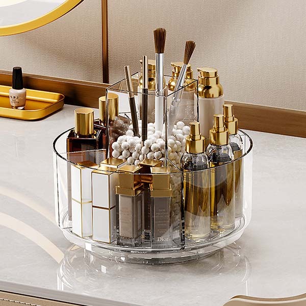 Livingandhome Circular Chic Transparent Makeup Storage