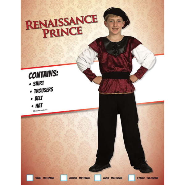 Bristol Novelty rens/Boys Renaissance Prince Costume (M)