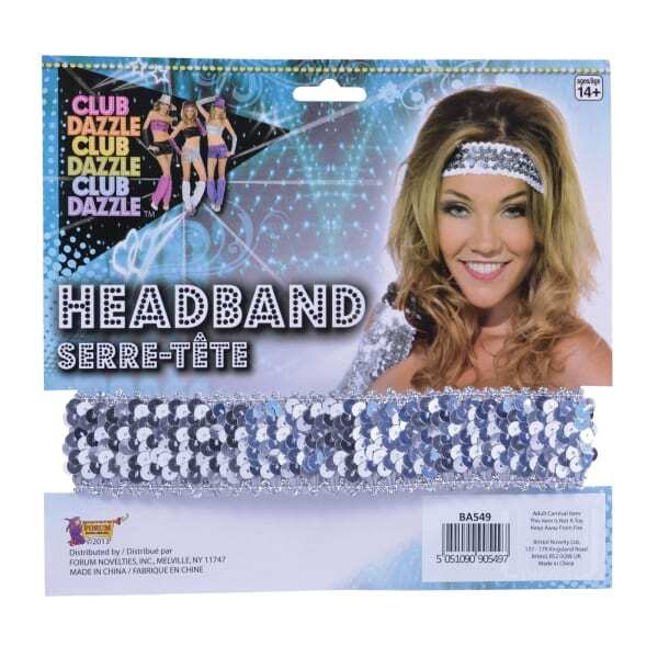 Bristol Novelty Adults Unisex Silver Sequin Costume Headband