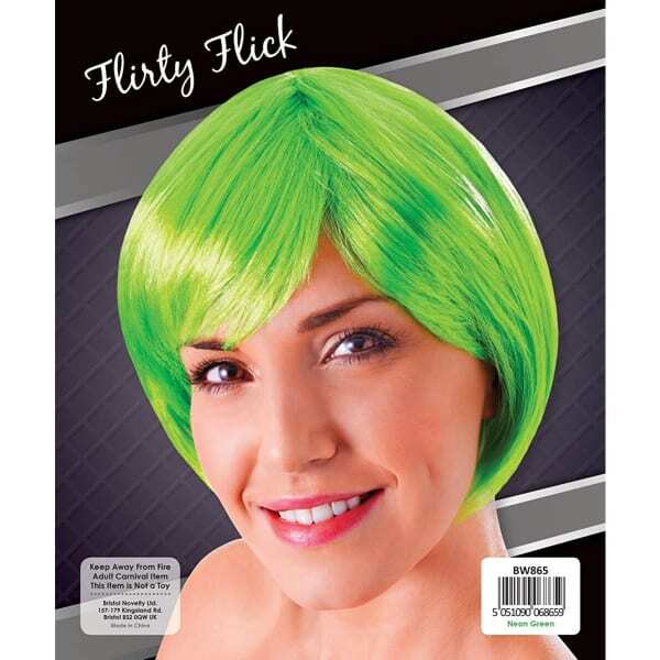Flirty Flick Neon Green Wig Flirty Flick Neon Green Wig