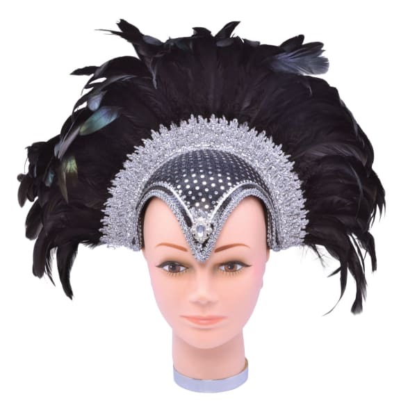 Bristol Novelty Womens Jewel Plume Feather Helmet