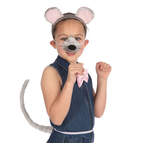 Unisex Mouse Ears Nose Bow Tie And Tail Set With Sound