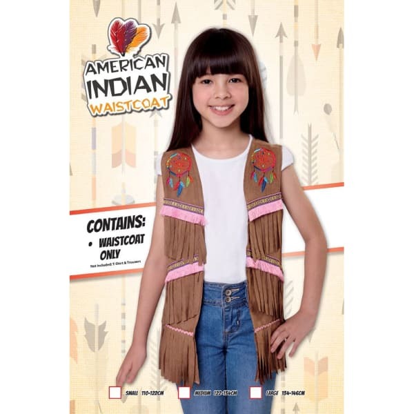 Bristol Novelty Girls Native American Style Waistcoat (S)