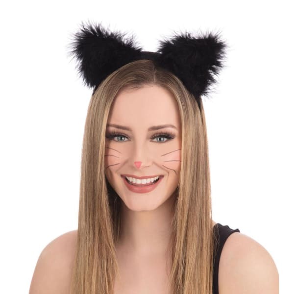 Bristol Novelty Adults Marabou Cat Ears On Headband