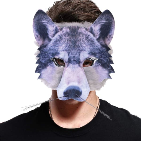 Bristol Novelty Adults Realistic Wolf Face Faux Fur Mask