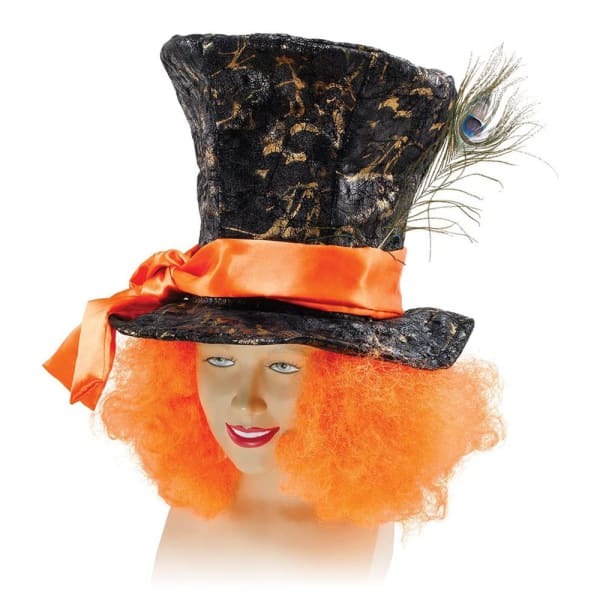 Bristol Novelty Unisex Top Hat With Feather And Hair