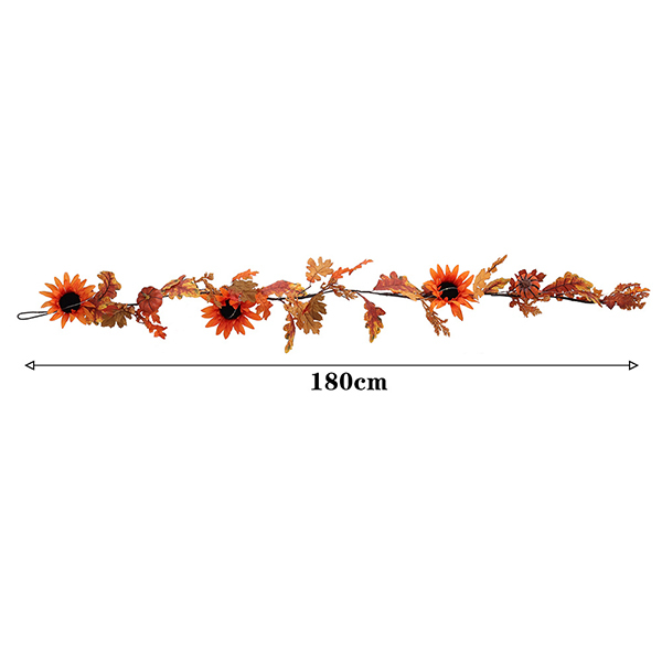 Livingandhome Sunflower Autumn Garland with Lights