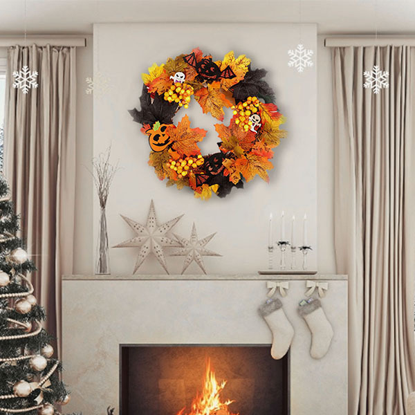 Livingandhome Halloween Wreath with LED Lights