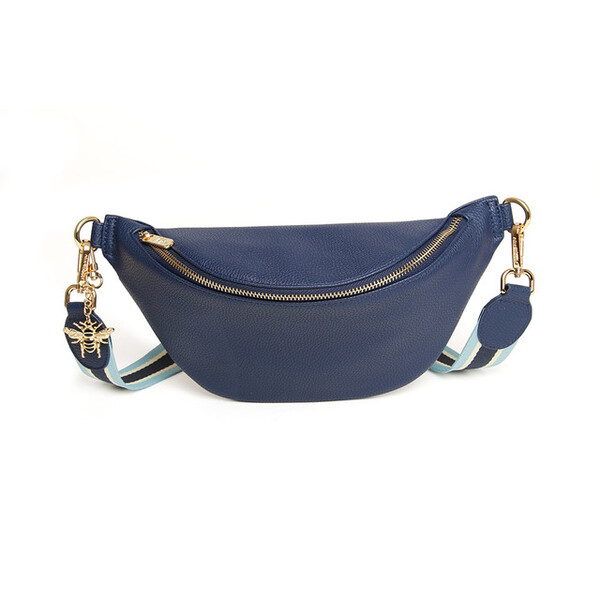 Alice Wheeler Navy Banana Bag