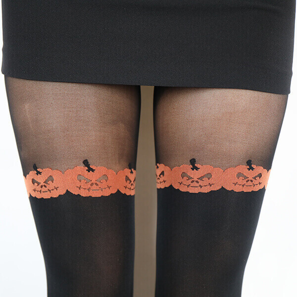 Pretty Polly Pumpkin Tights Black Mix - One Size