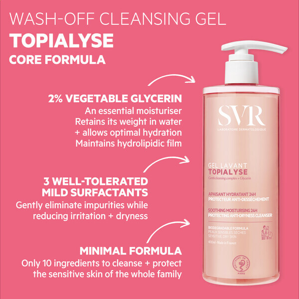 SVR TOPIALYSE 24hr Hydrating Face & Body Gel Wash 400ml