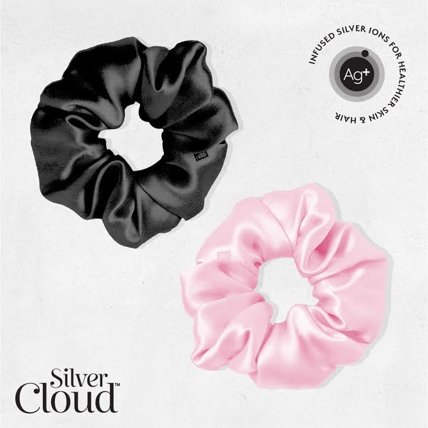 Silver Cloud 2 Mixed Large Satin Scrunchies