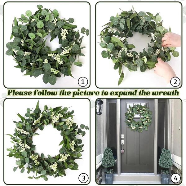 Livingandhome Artificial Topiary Wreath Eucalyptus Leaf