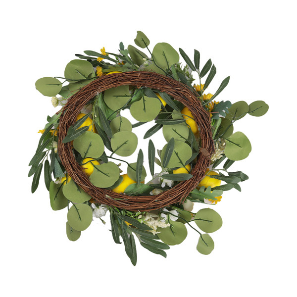 Livingandhome Summer Faux Lemon Peony Wreath