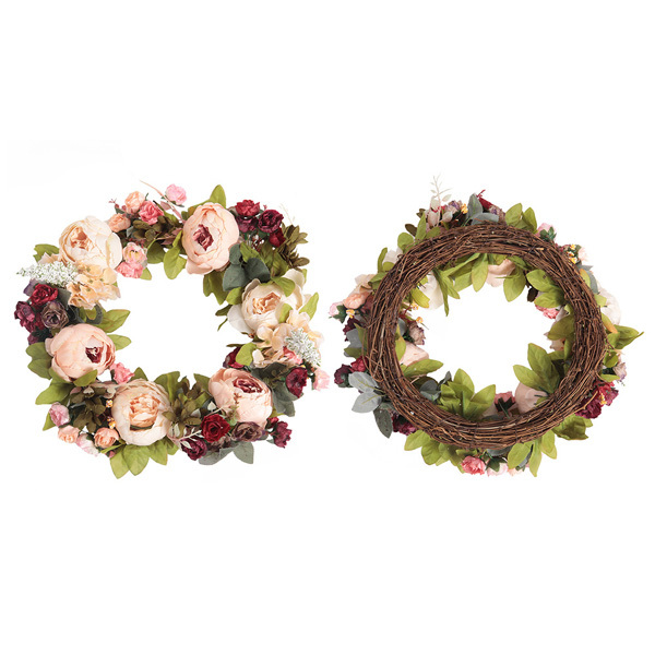 Livingandhome Artificial Peony Mixed Flowers Wreath