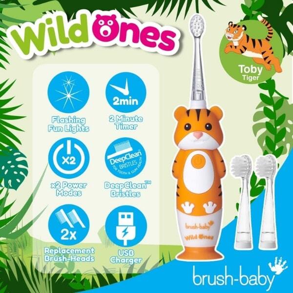 Brush Baby WildOnes™ Tiger Kids Toothbrush Gift Set