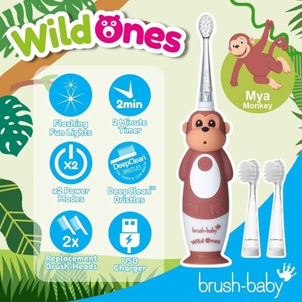 Brush Baby WildOnes™ Monkey Kids Toothbrush Gift Set