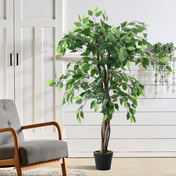 Livingandhome Artificial Green Banyan Tree UV Resistant