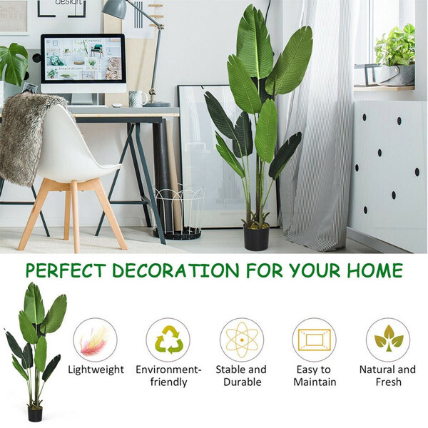 Livingandhome Artificial Banana Leaf Tree in Pot 160cm