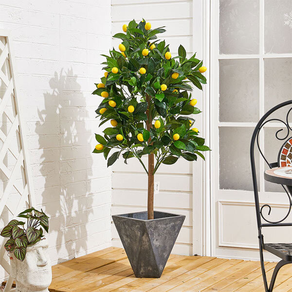 Livingandhome Artificial Potted Lemon Tree 120cm