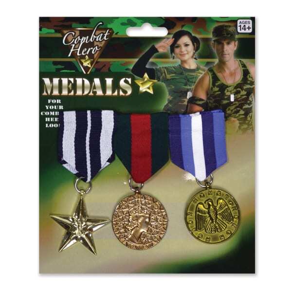 Bristol Novelty Fake Military Medals (Pack Of 3)