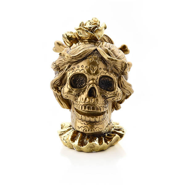 Hocus Pocus Gold Skull Resin Figurine