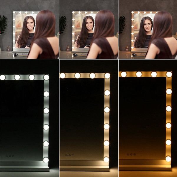 Livingandhome Hollywood Vanity Mirror with 3 Lighting Modes